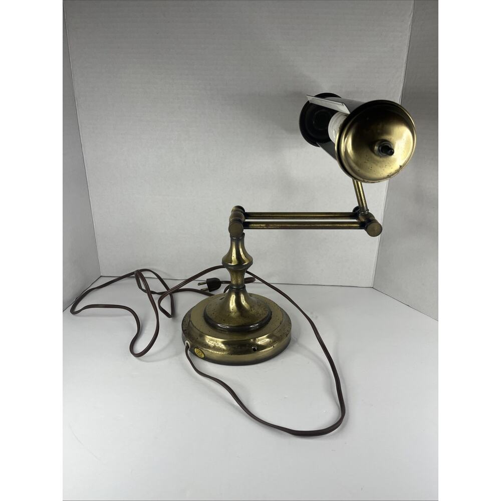 Vintage Brass Piano Bankers Desk Lamp Underwriters Laboratories E-20773 Works